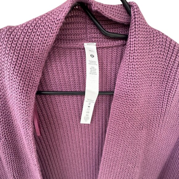 Lululemon Cashlu Sweater M/L Wrap Purple Knit Cardigan Viscose/Nylon Blend - Picture 8 of 9